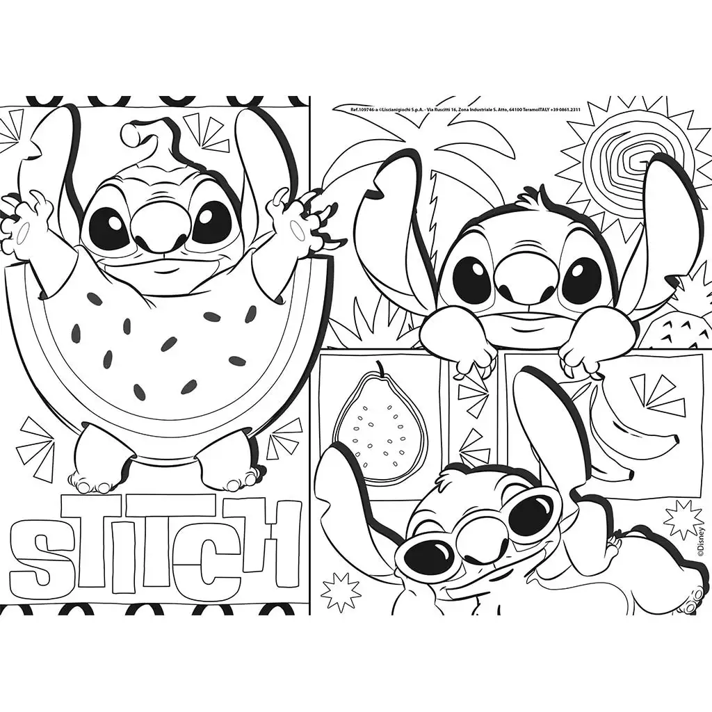 Disney Stitch 2 az 1-ben maxi 4x48db-os puzzle és színező 35x25cm - Lisciani kép 2