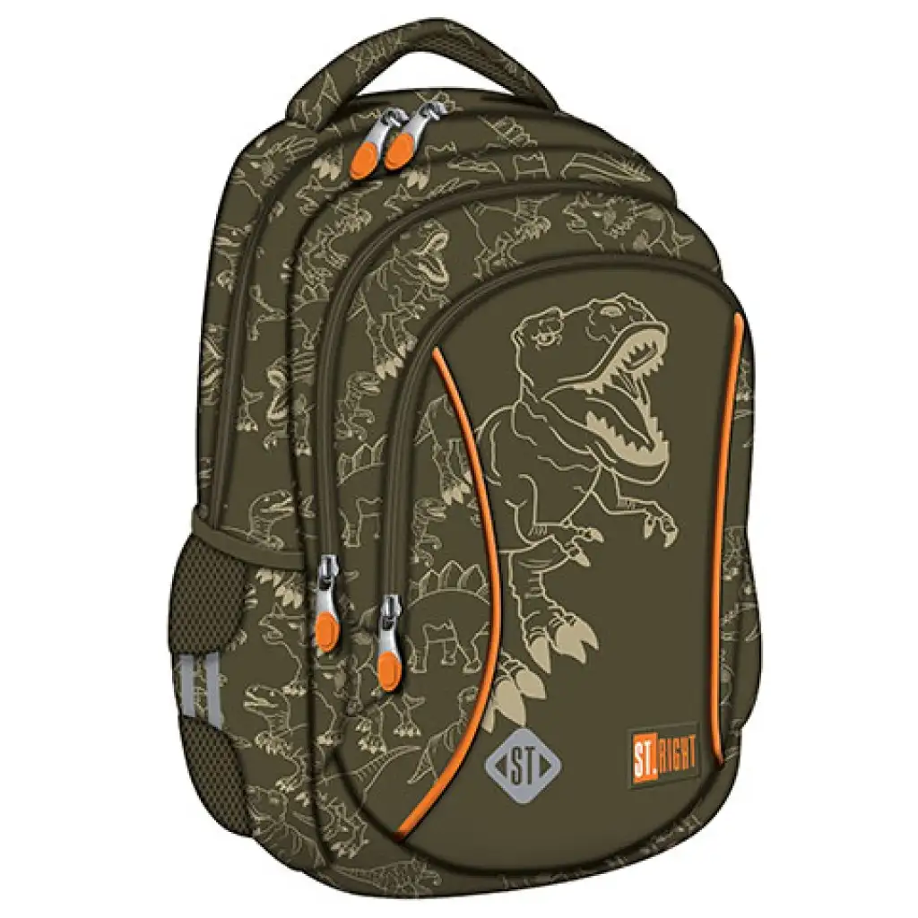 St.Right T-Rex Junior háromrekeszes iskolatáska, hátizsák 39x27x17cm kép 1