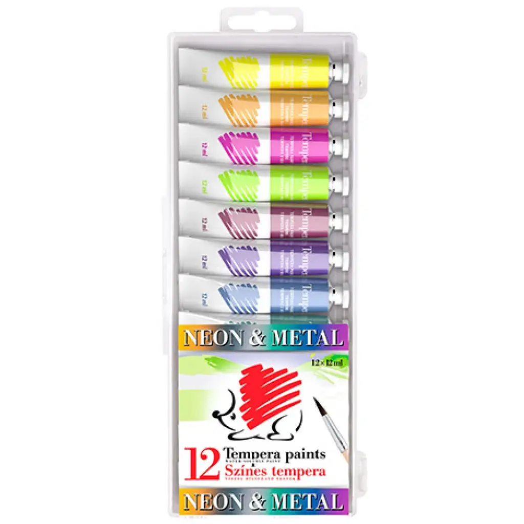 ICO: SÜNI Tempera Metál és Neon színek 12db-os csomag 12ml-es tubusok kép 1