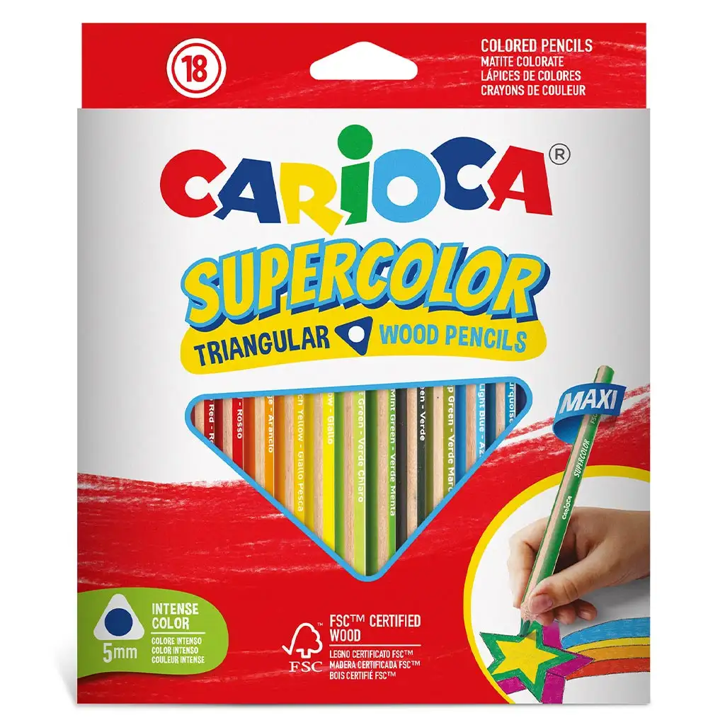 Supercolor háromszög alakú 18db-os maxi színesceruza szett - Carioca kép 1