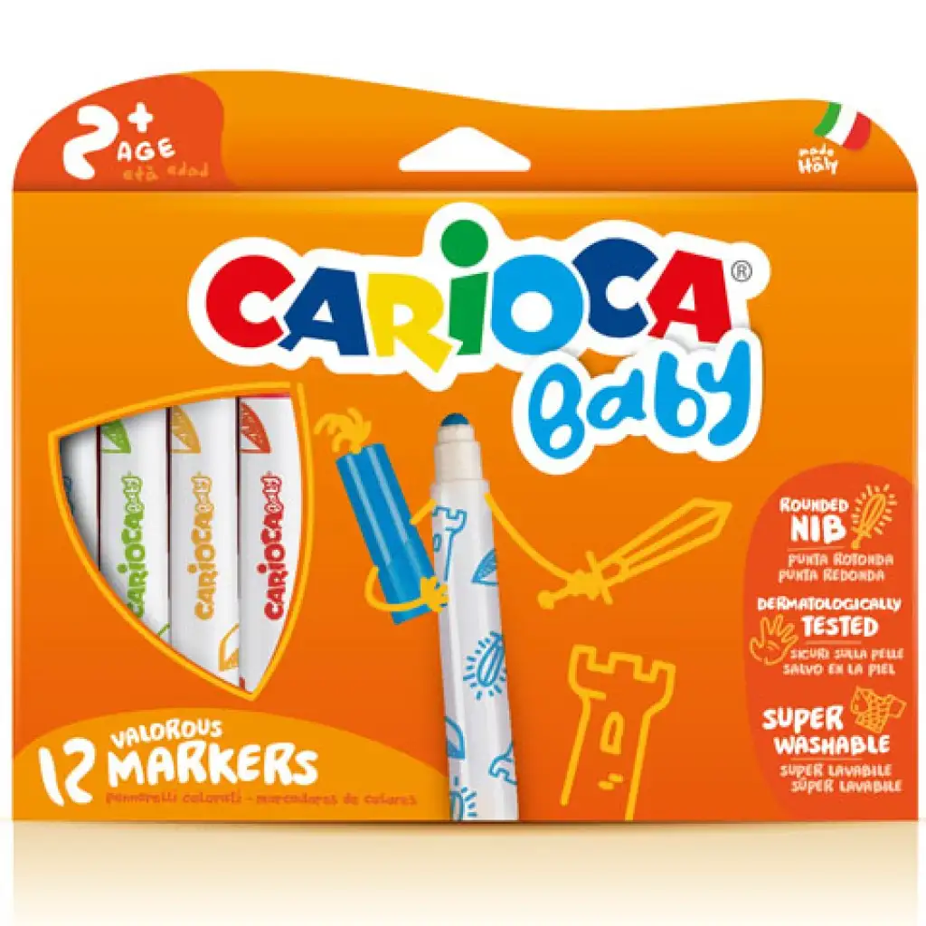 Carioca: Színes bébi filctoll 12db-os szett kimosható kép 1