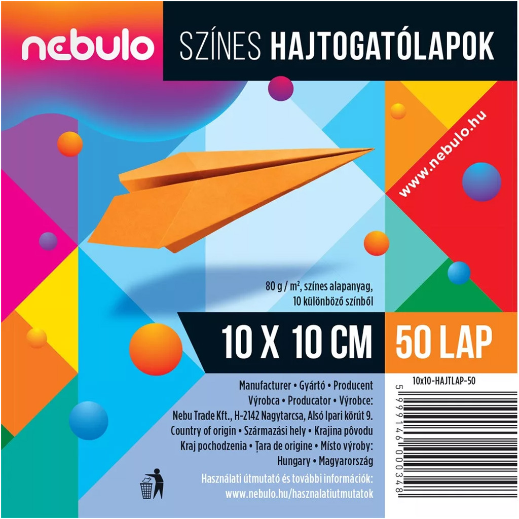 Nebulo: Színes hajtogatólap 50 lapos 10x10cm 80g kép 1