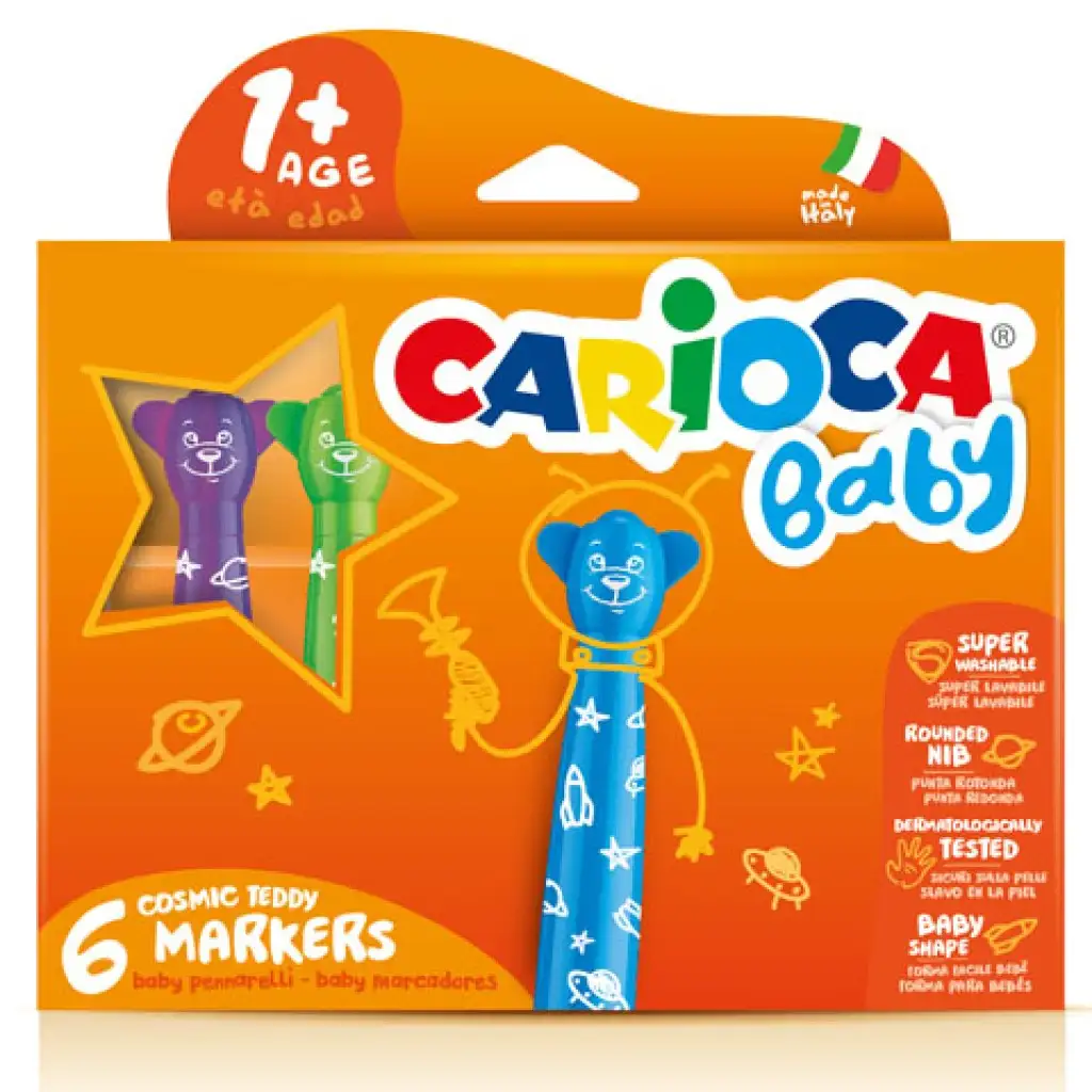 Carioca: Színes macis bébi filctoll 6db-os szett kimosható kép 1