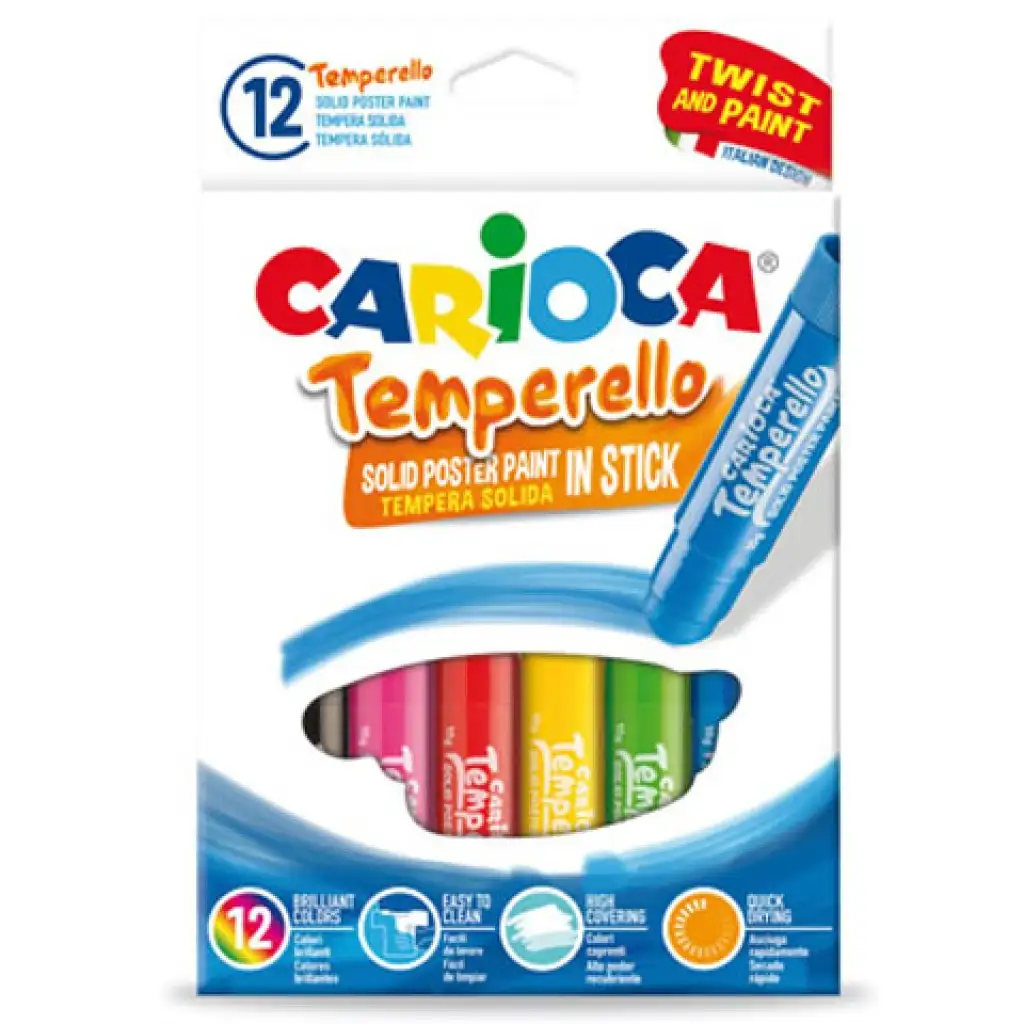 Carioca: Színes tempera stick 12db-os kimosható kép 1