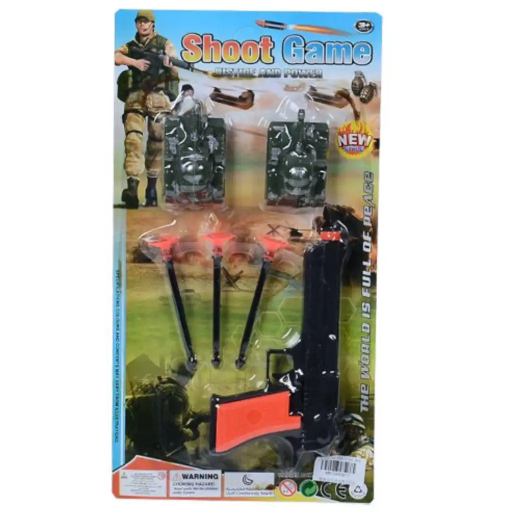 Shoot Game: Tapadókorongos fegyver szett tankokkal kép 1