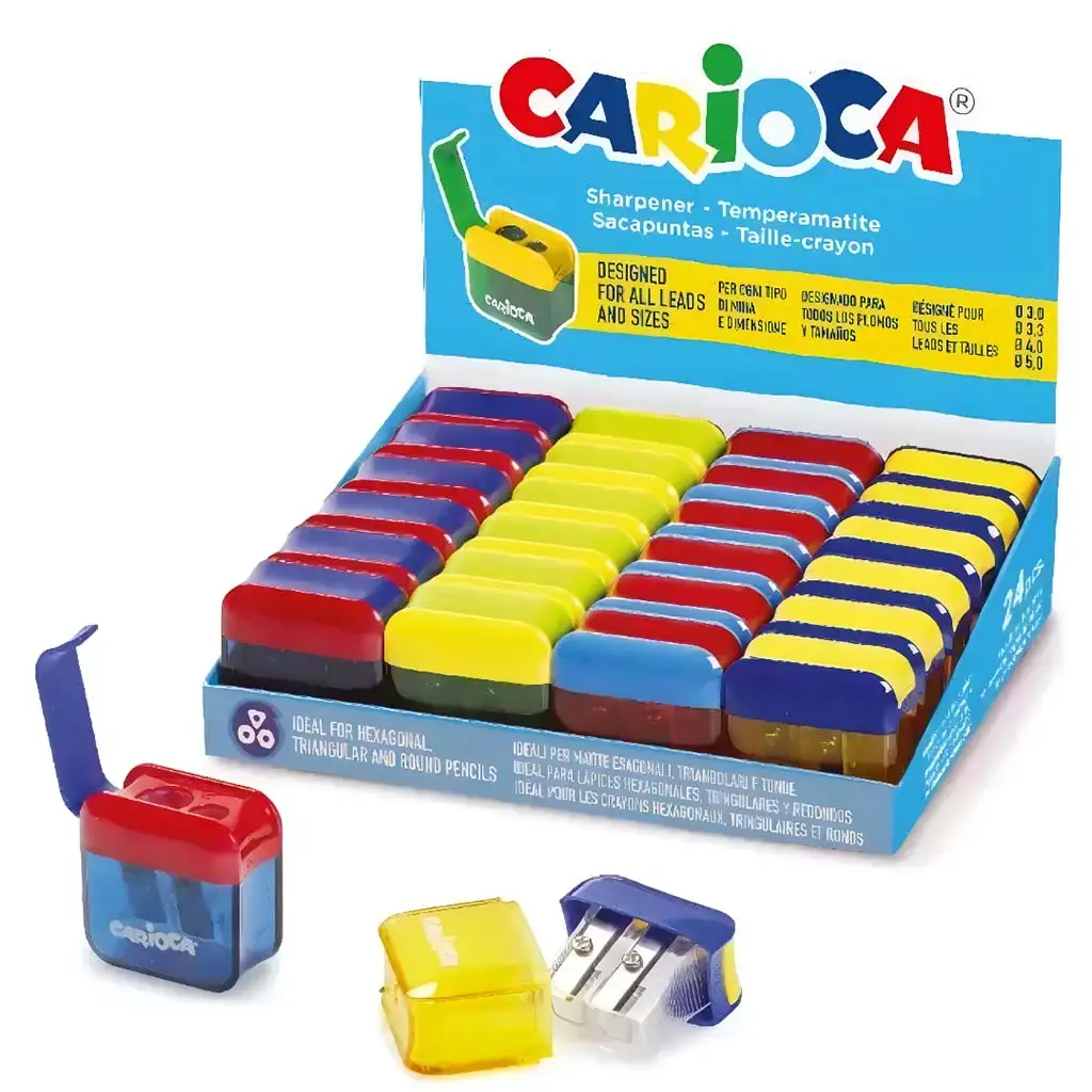 Tartályos két lyukú színes hegyező többféle 1db - Carioca kép 1
