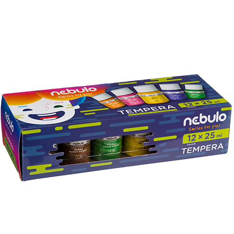 Nebulo: Színes tempera készlet 25ml-es tégelyben 12db-os szett kép 1