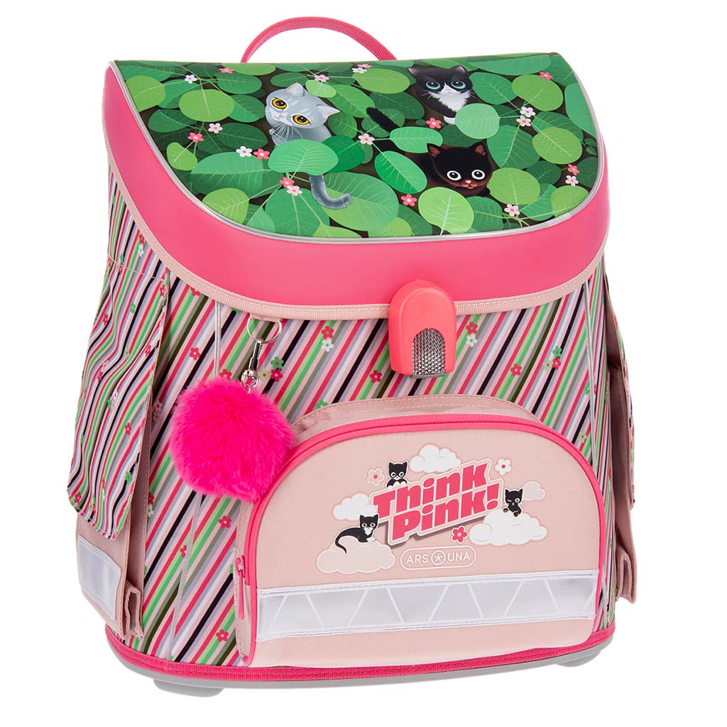 Ars Una: Think Pink kompakt ergonomikus mágneszáras iskolatáska, hátizsák 33x41x24cm kép 1
