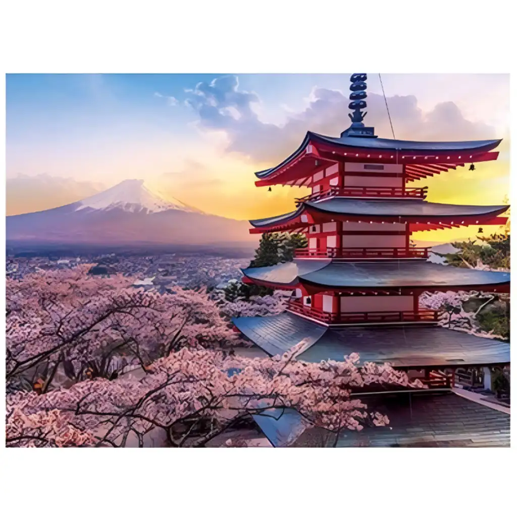 Gyémántszemes kirakó: Japán pagoda gyémántfestő szett 30x40cm kép 1