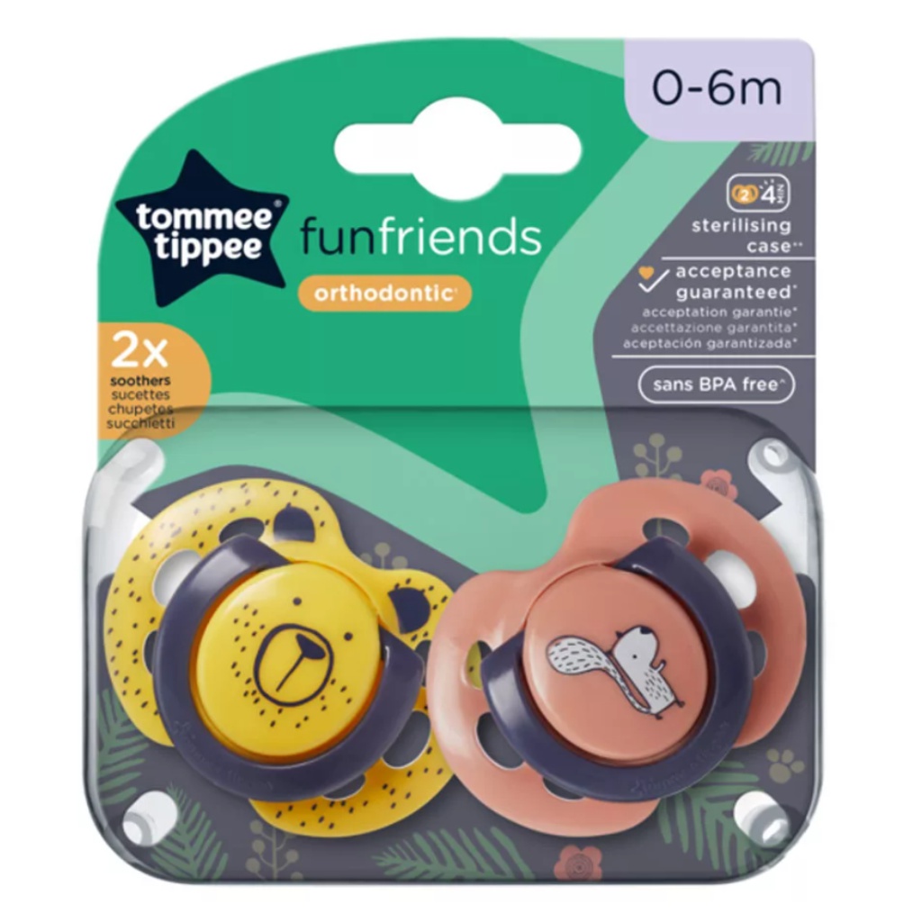 Tommee Tippee: FunFriends 2 db-os ortodontikus cumi szett több változatban (0–6 hó) kép 1
