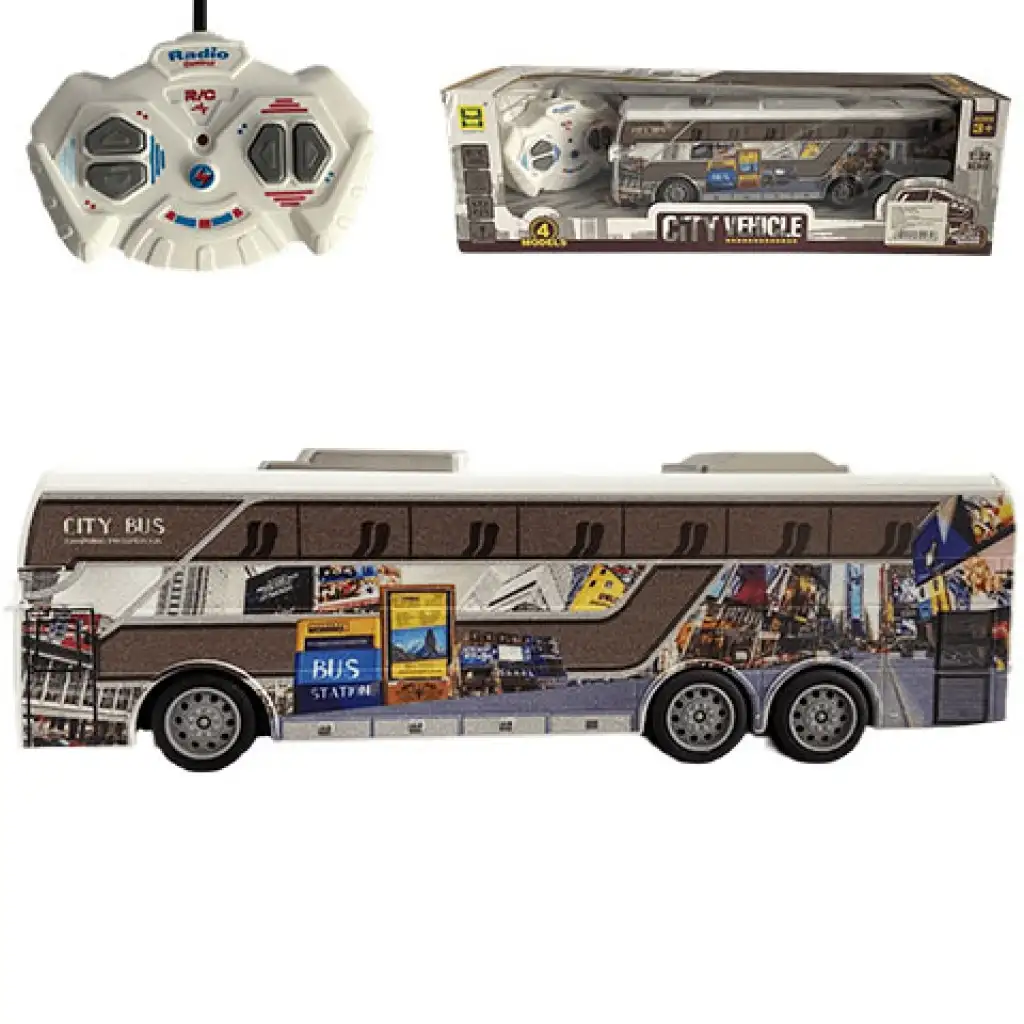 RC Távirányítós Travel City Busz fénnyel 27MHz 1/32-es méretarány 25cm kép 1