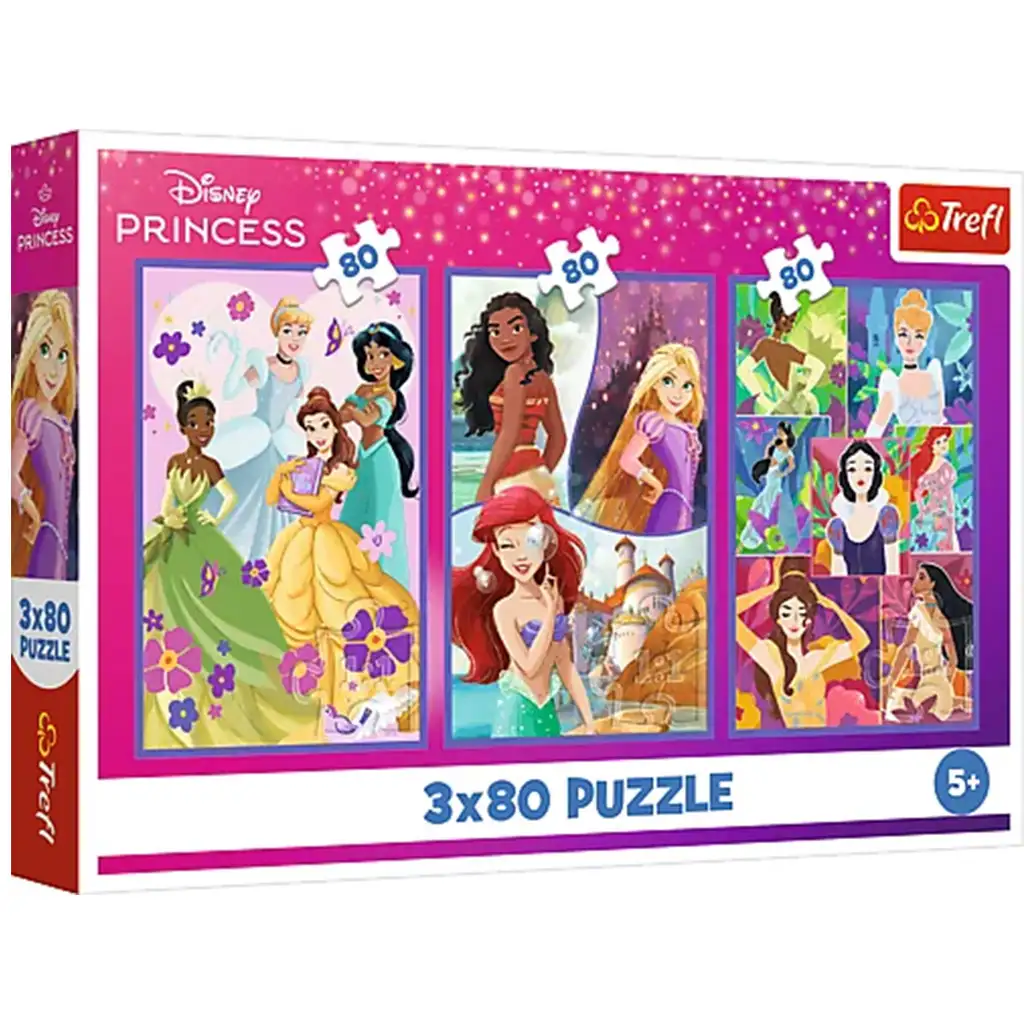 Disney hercegnő barátok 3x80db-os puzzle - Trefl kép 1