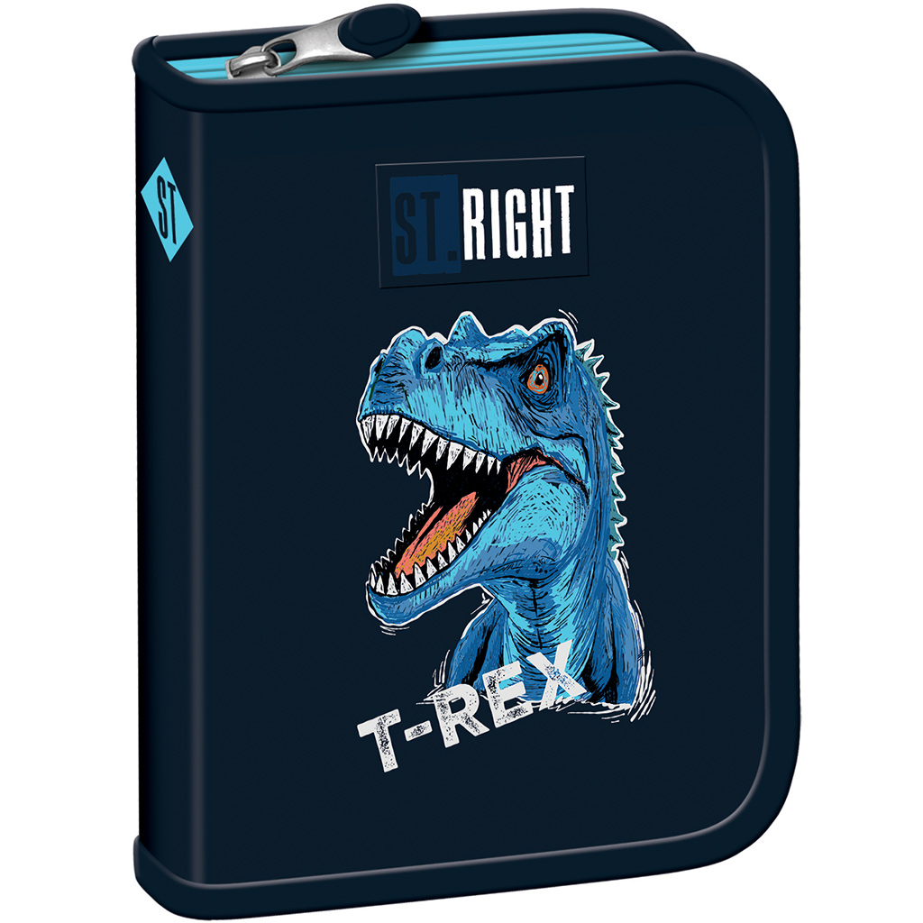 St.Right Kék T-Rex mintás kihajtható tolltartó PC03 20,5x14x3,5cm kép 1
