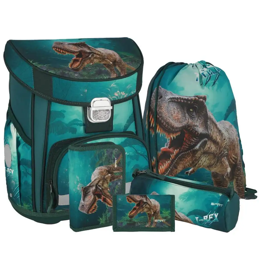 Spirit: T-Rex dinoszauruszos iskolatáska, hátizsák 5db-os szett 38x17x28cm kép 1