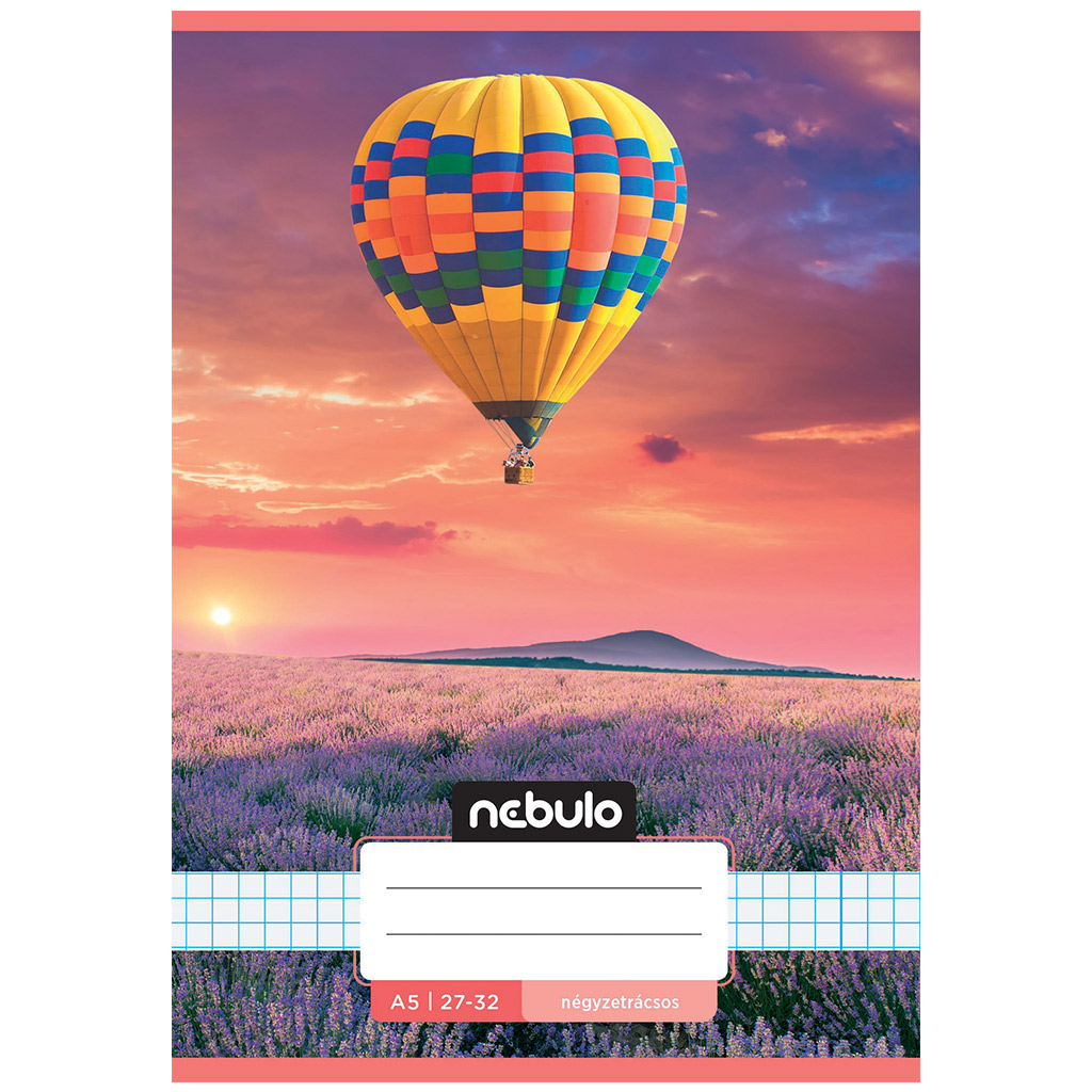 Nebulo: Tűzött hőlégballon a levendulák felett mintás kockás füzet 27-32 A/5 kép 1