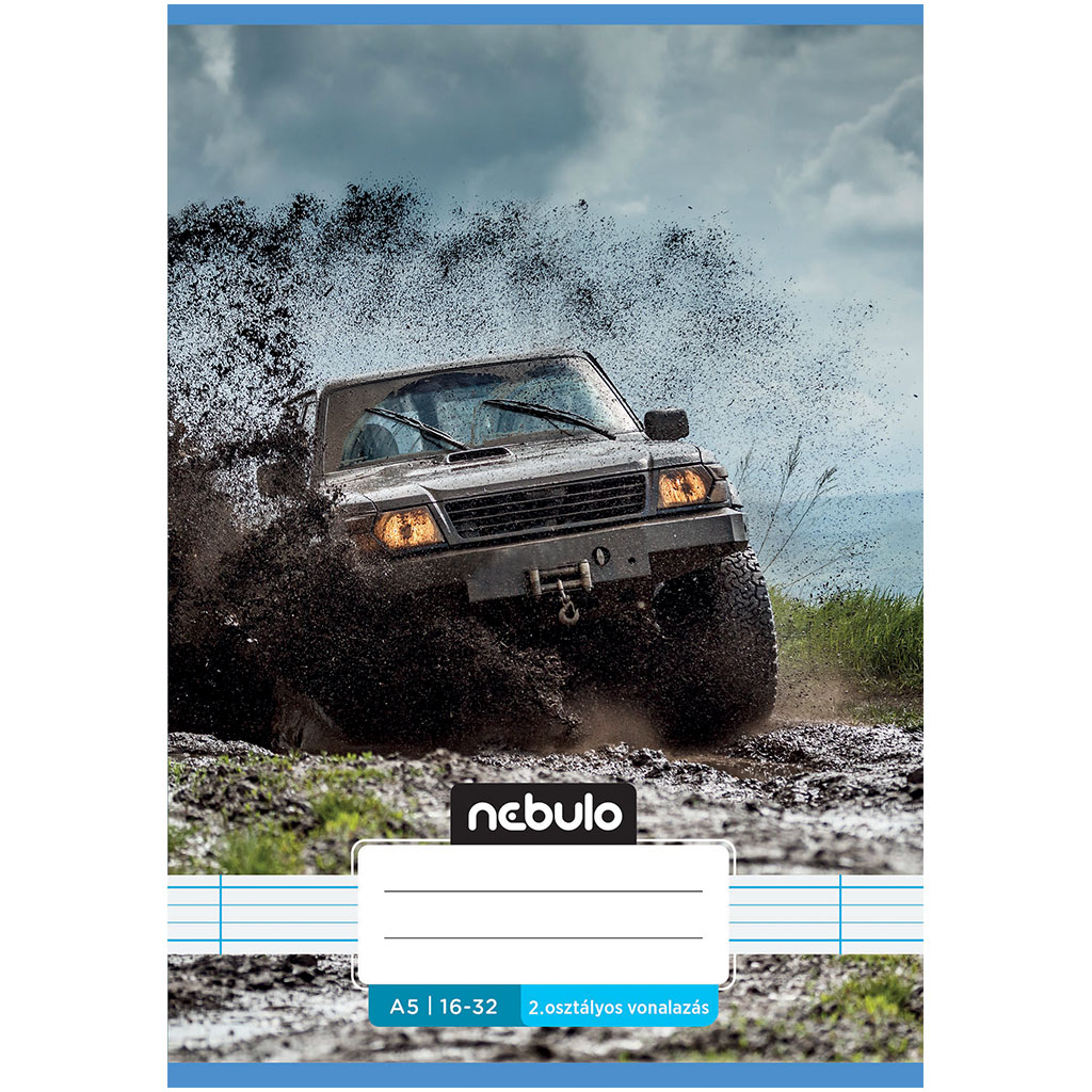 Nebulo: Tűzött 2. osztályos off road terepjáró mintás vonalas füzet 16-32 A/5 kép 1