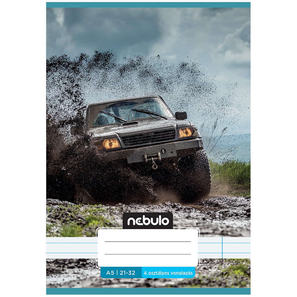 Nebulo: Tűzött 4. osztályos off road terepjáró mintás vonalas füzet 21-32 A/5 kép 1