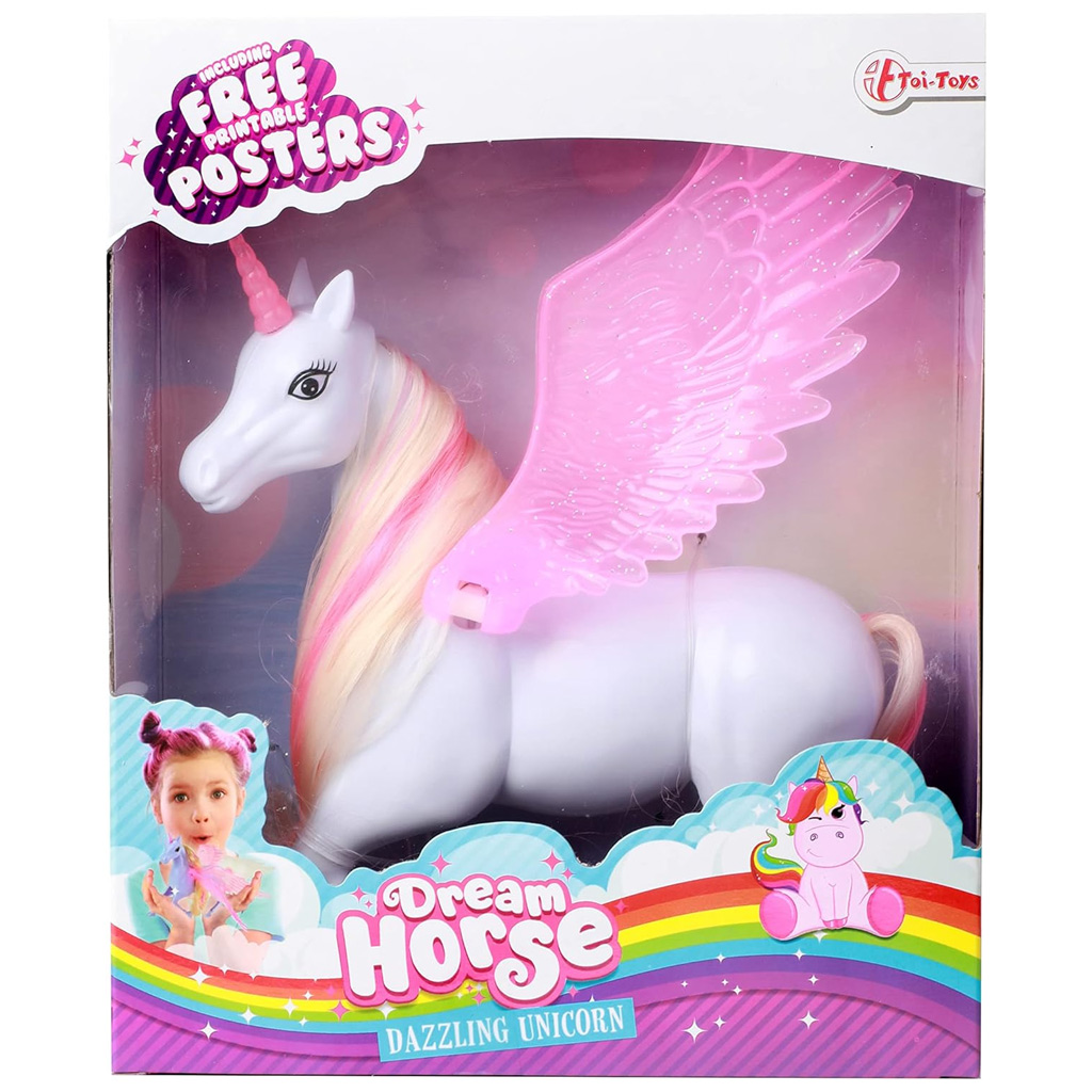 Dream Horse Csillámló unikornis rózsaszín szárnyakkal 18cm kép 1