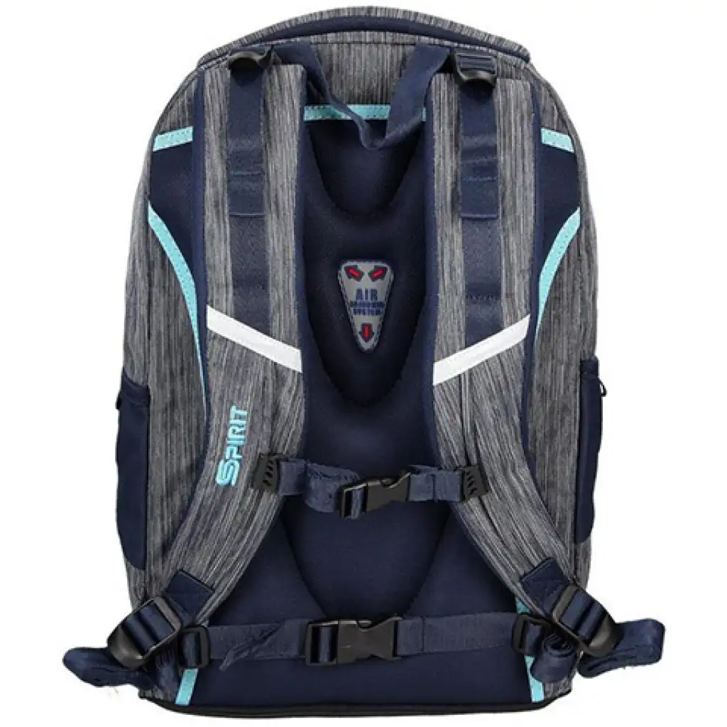 Spirit: Urban szürke-türkiz ergonómikus iskolatáska, hátizsák kép 2