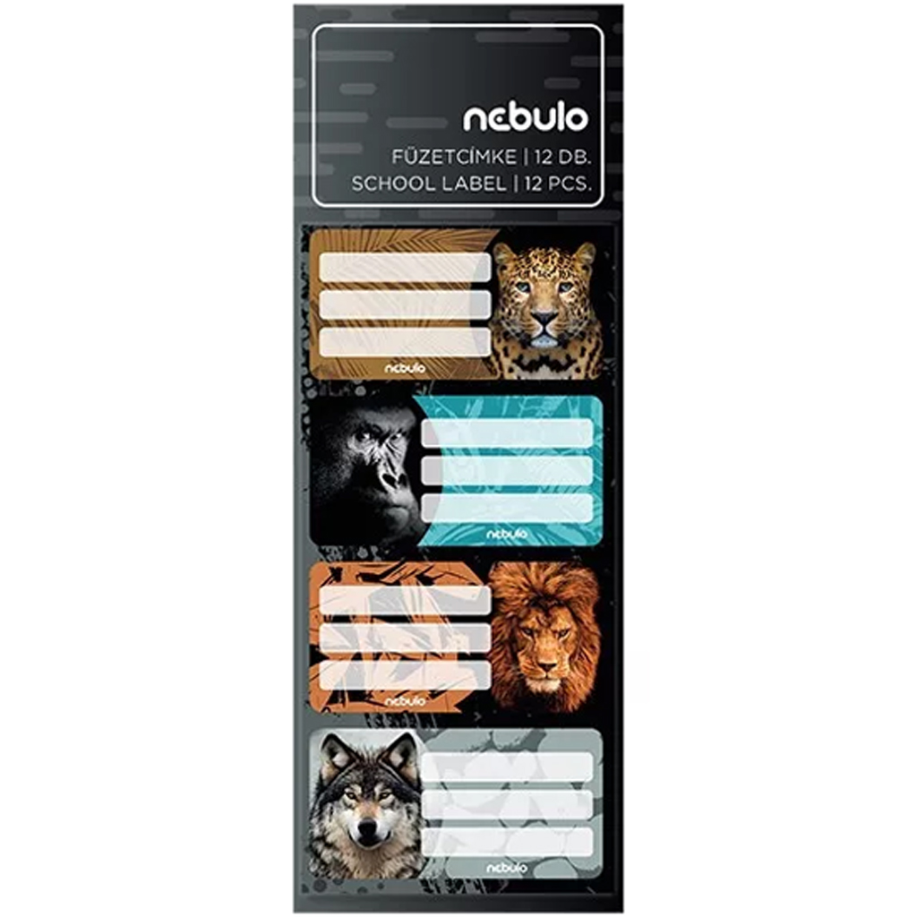 Nebulo: Vadállatok füzetcímke 12db-os szett kép 1