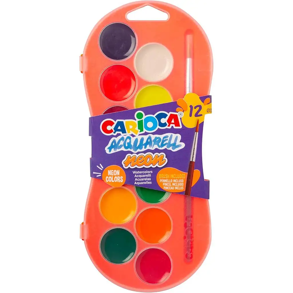 Vízfesték készlet 12 neon színnel 30mm - Carioca kép 1
