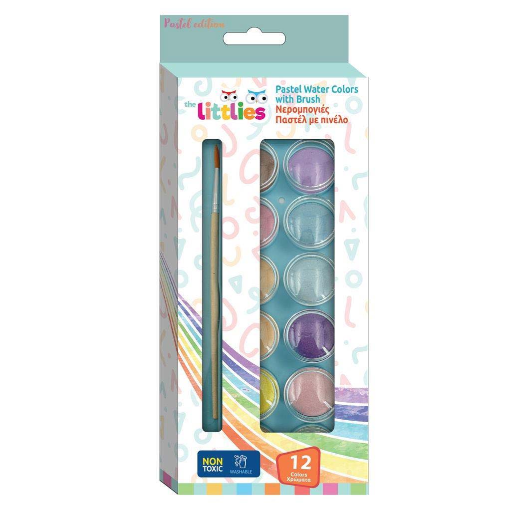 The Littlies: Vízfesték 12db pasztell színnel és ecsettel kép 1