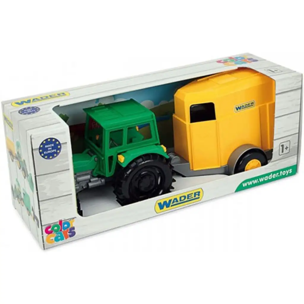 Zöld traktor lovas utánfutóval 38cm - Wader kép 1