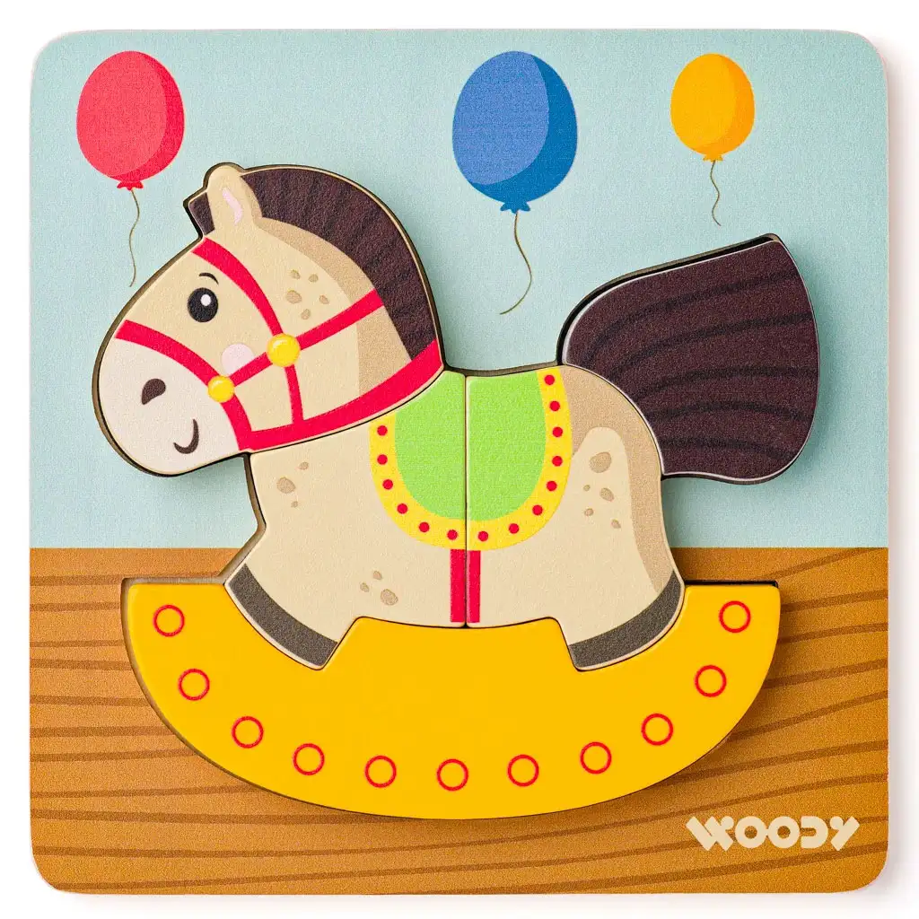 Fa hintaló 5db-os baba puzzle - Woodyland kép 1