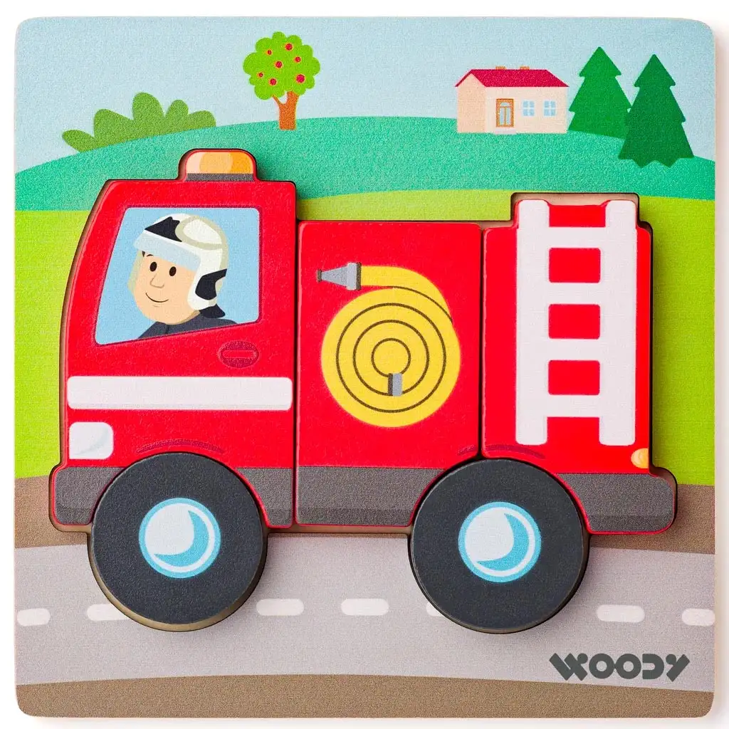 Fa tűzoltós 5db-os baba puzzle - Woodyland kép 1