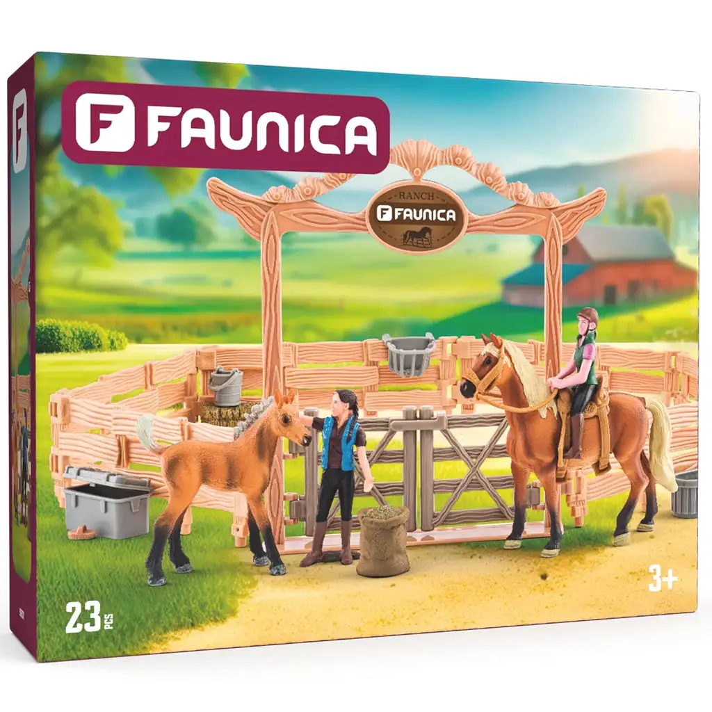 Faunica: Lovarda lovakkal és lovasokkal 23db-os játékszett - Woodyland kép 1