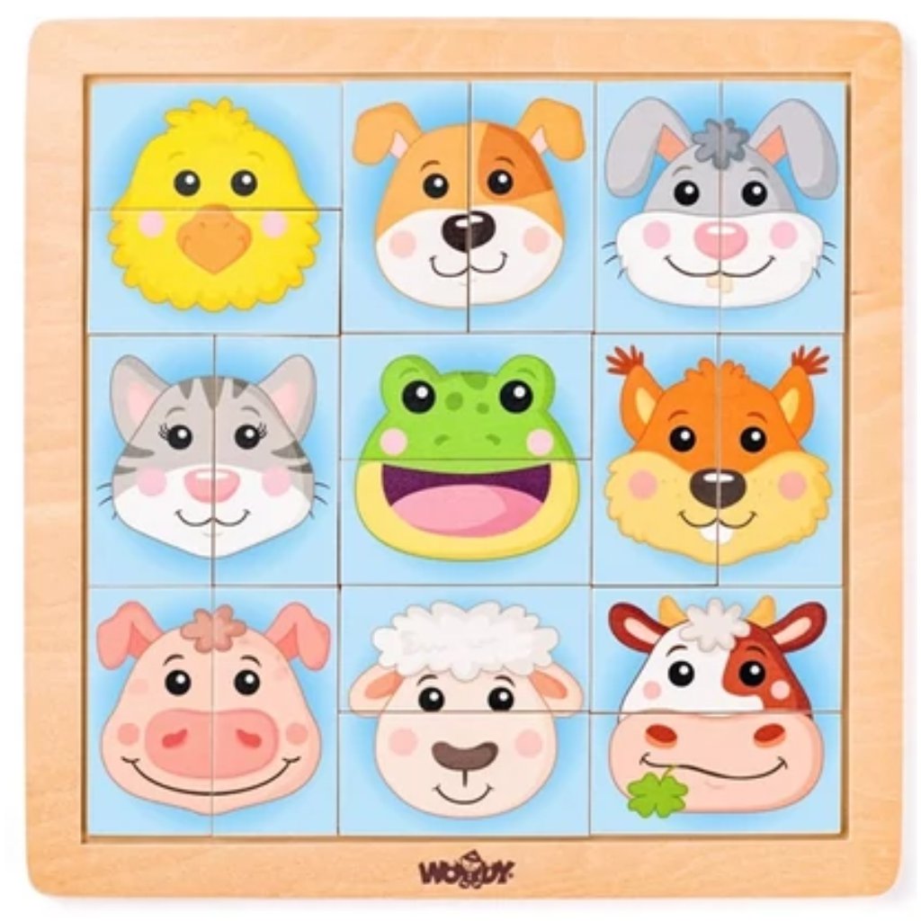 Montessori állatfejes fa kirakó - Woodyland kép 1