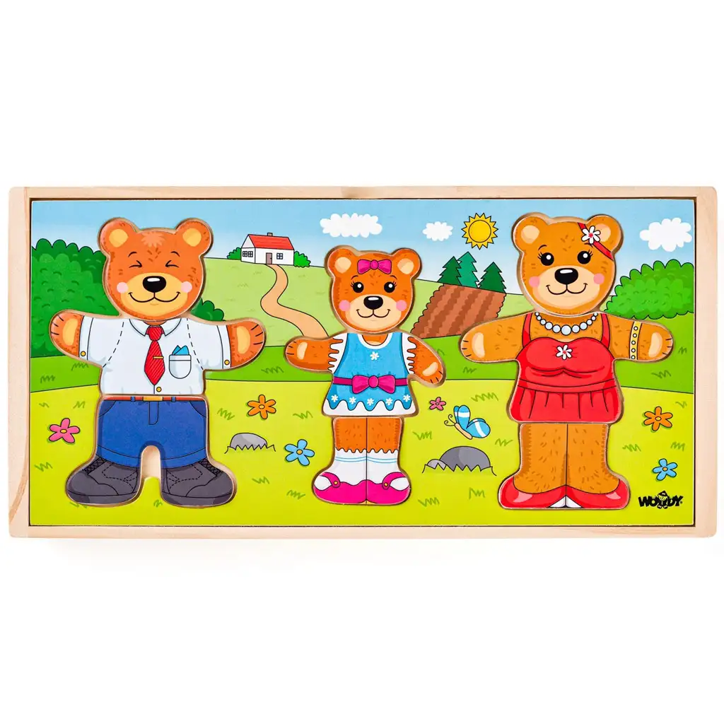 Öltöztethető medvecsalád fa puzzle - Woodyland kép 1