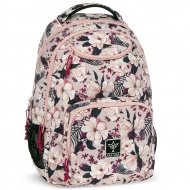 Ars Una: Flowery pink virágos AU-6 iskolatáska, hátizsák 34x45x26cm