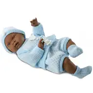Afroamerikai csecsemő baba kék ruhában 45cm-es
