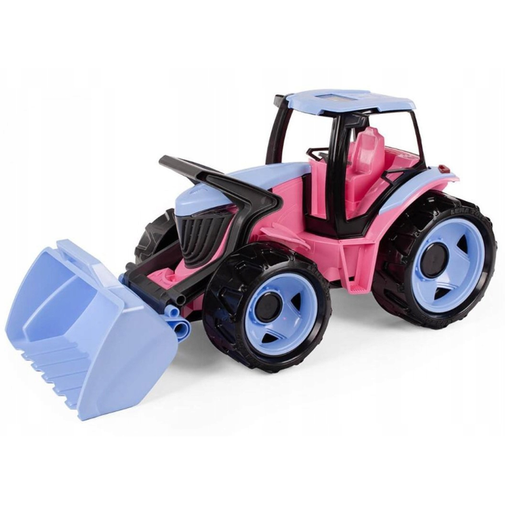 Lena: Óriás traktor homlokrakodóval rózsaszín színben 62 cm