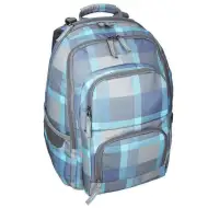 Spirit: E-Bag kék kockás lekerekített iskolatáska, hátizsák 46x34x22cm