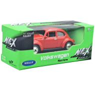 Welly: Volkswagen Bogár piros kisautó modell 1/64